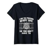 Mujer Gracioso I Go To Prison Everyday So You Don't Have To Officer Camiseta Cuello V