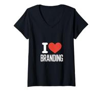 Mujer Gracioso I Love Branding Decir Marketing Humor Camiseta Cuello V