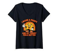 Mujer Gracioso I Made A Poopy and My Tummy Feels Better Camiseta Cuello V