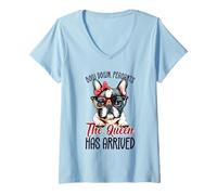 Mujer Gracioso Lindo Bulldog Bulldog Reina Meme Frenchie Dog Humor Camiseta Cuello V