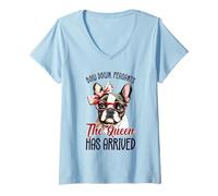 Mujer Gracioso Lindo Bulldog Bulldog Reina Meme Frenchie Dog Humor Camiseta Cuello V