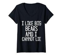 Mujer Gracioso Me Gustan los Osos Grandes y no Puedo mentir LGBTQ Gay Man Pride Camiseta Cuello V