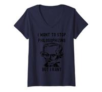 Mujer Gracioso Quiero Dejar de Filosofar Pero Kant Filosofía B Camiseta Cuello V