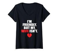 Mujer Gracioso Soy Amable Pero Mi Esposa No Es Camiseta Cuello V