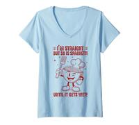 Mujer Gracioso Soy Heterosexual Pero también Espaguetis hasta Que se Moja Camiseta Cuello V