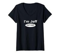 Mujer Gracioso Soy Jeff 24/7/365 Divertido Vídeos de Redes Sociales Humorístico Camiseta Cuello V