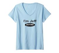 Mujer Gracioso Soy Jeff 24/7/365 Divertido Vídeos de Redes Sociales Humorístico Camiseta Cuello V