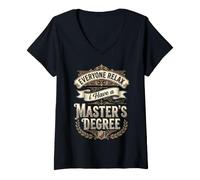 Mujer Graduado de Maestría Divertido Logro Académico College Camiseta Cuello V