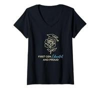 Mujer Graduado de Primera generación educado y Orgulloso de Primera generación Camiseta Cuello V