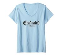 Mujer Graduado todavía estúpido gótico Retro Cita Camiseta Cuello V