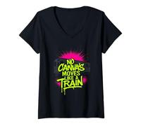 Mujer Graffiti Artista Subterráneo Tren Arte Metro Etiquetado Urbano Camiseta Cuello V