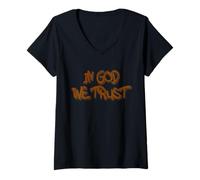 Mujer Graffiti In God We Trust Modern Street Art Print Camiseta Cuello V