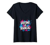 Mujer Graffiti político - Voto, cívico - El voto es gráfico radical Camiseta Cuello V