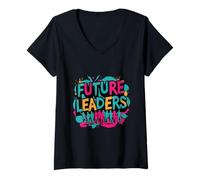 Mujer Graffiti Político - Voto, Cívico - Futuros Líderes Gráficos Camiseta Cuello V