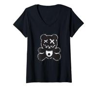 Mujer Graffiti Teddy Bear Street Art - Dark Urban Spray Paint Bear Camiseta Cuello V