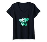 Mujer Gráfico Aqua Color Evil Twin-v2 de Color Verde Azulado Claro Camiseta Cuello V