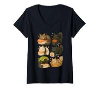 Mujer Gráfico artístico Maine Coon Cats as Sushi in Kawaii Japanese Food Camiseta Cuello V