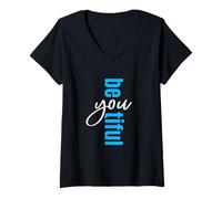 Mujer Gráfico azul Be-You-tiful azul Camiseta Cuello V