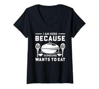 Mujer Gráfico cómico de Chef Someone Wants to Eat Kitchen Camiseta Cuello V