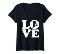 Mujer Gráfico de Amor Mapa de Rhode Island Camiseta Cuello V