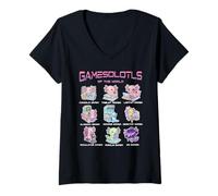 Mujer Gráfico de Axolotl de Gamesolotls of The World Cute Gamer Camiseta Cuello V