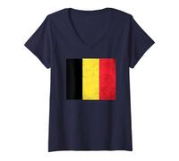 Mujer Gráfico de bandera de Bélgica para hombres, mujeres y niños Camiseta Cuello V
