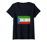 Mujer Gráfico de bandera de Guinea Ecuatorial para hombres, mujeres y niños Camiseta Cuello V