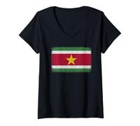 Mujer Gráfico de bandera de Surinam para hombres, mujeres y niños Camiseta Cuello V
