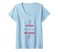 Mujer Gráfico de Cita épica The Man The Legend Camiseta Cuello V