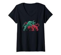 Mujer Gráfico de Comercio de Mercado Bull vs Bear con gráfico de Velas Camiseta Cuello V