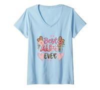 Mujer Gráfico de corazón Floral Best Aunt Ever Cute Camiseta Cuello V
