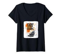 Mujer Gráfico de declaración Cada paso cuenta para un ambiente positivo Camiseta Cuello V