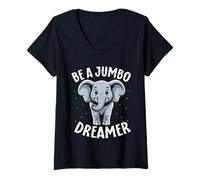 Mujer Gráfico de Elefante Be A Jumbo Dreamer Lindo Elefante Camiseta Cuello V