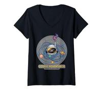 Mujer Gráfico de Explorador galáctico Astronauta Aventurero cósmico Camiseta Cuello V