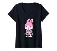 Mujer Gráfico de Fideos Kawaii de Ramen Club Cute Bunny Ramen Lover Camiseta Cuello V
