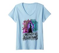 Mujer Gráfico de Historia tecnológica con máquina Vintage y futurista Camiseta Cuello V