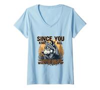 Mujer Gráfico de Humor de Lobo Desde Que lo Sabes Todo Camiseta Cuello V