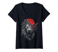 Mujer Gráfico de Lion Moon Animal Lover Art Safari Zoo Rock Camiseta Cuello V