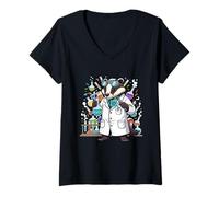 Mujer Gráfico de Mascota del Laboratorio científico tejón Camiseta Cuello V