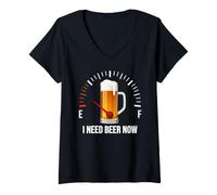 Mujer Gráfico de medidores de Combustible de Tanque vacío I Need Beer Now Camiseta Cuello V