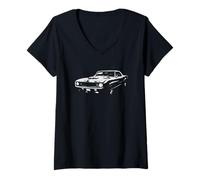 Mujer Gráfico de Muscle Car, retro, vintage, clásico, 60, 70, amante de los coches Camiseta Cuello V