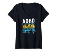 Mujer Gráfico de neurodiversidad de Texto arameo con Errores de Camiseta Cuello V