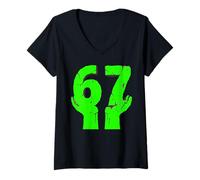 Mujer Gráfico de números llamativos Alpha Gen 6 7 Mindset Camiseta Cuello V