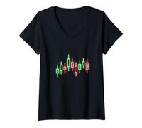 Mujer Gráfico de Operaciones, Gráfico de acciones de Velas japonesas, para el comerciante Camiseta Cuello V