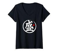 Mujer Gráfico de palabras Kanji japonés "Flourish" Camiseta Cuello V
