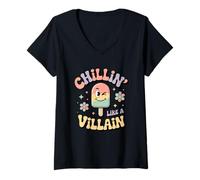 Mujer Gráfico de paletas Chillin Like A Villain Camiseta Cuello V