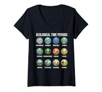 Mujer Gráfico de períodos de Tiempo geológico Paleontología e Historia de la Tierra Camiseta Cuello V