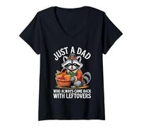 Mujer Gráfico de raccoon de gracias para papá divertido Camiseta Cuello V