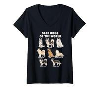 Mujer Gráfico De Razas De Perros De Trineo Arte De Cachorros De Camiseta Cuello V