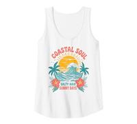 Mujer Gráfico de Salty Hair Sunny Days Tropical Coastal Beach Wave Camiseta sin Mangas